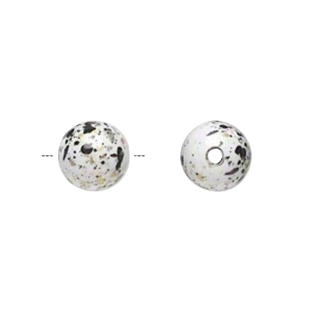 50 Pale Grey Silver Gold & Black Paint Spattered 80s Retro 10mm Round Beads
